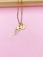 Gold Medical Injection Syringe Charm Necklace Best Christmas Gifts for Doctor Nurse, N2979A