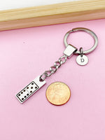 Domino Keychain, Tile, Stainless Steel Dominoes Player Gifts, s, D077