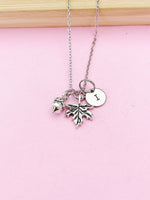 Silver Maple Leaf Acorn Charm Necklace, N727