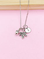 Silver Maple Leaf Acorn Charm Necklace, N727