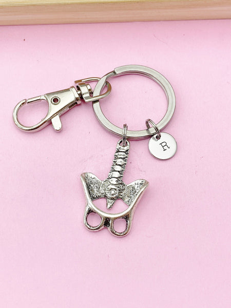 Silver Anatomy Pelvis Bone Charm Keychain, Doctor Nurse Medical School Student Gifts, N283A