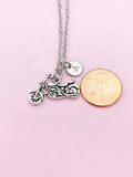 Silver Motorcycle Charm Necklace, Motorcycle Biker Jewelry Gift, N5755