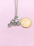 Silver Motorcycle Charm Necklace, Motorcycle Biker Jewelry Gift, N5755