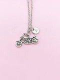 Silver Motorcycle Charm Necklace, Motorcycle Biker Jewelry Gift, N5755