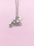 Silver Motorcycle Charm Necklace, Motorcycle Biker Jewelry Gift, N5755