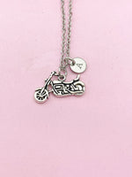 Silver Motorcycle Charm Necklace, Motorcycle Biker Jewelry Gift, N5755