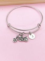 Silver Motorcycle Charm Bracelet, Biker Jewelry Gift, N5755A