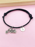 Silver Motorcycle Charm Bracelet, Biker Jewelry Gift, N5755B