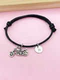 Silver Motorcycle Charm Bracelet, Biker Jewelry Gift, N5755B