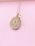 Best Christmas Gift for Mom, Grandmother, Great Grandma, Aunt, Rose Gold Necklace, Flower Locket, Keepsake Photo Frame Charm, N1799