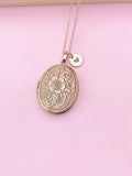 Rose Gold Flower Locket Necklace, Keepsake Photo Charm