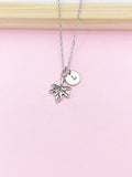 Silver Maple Leaf Charm Necklace, Personalized Gift, N2217
