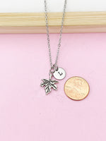 Silver Maple Leaf Charm Necklace, Personalized Gift, N2217