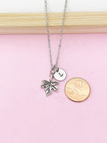 Silver Maple Leaf Charm Necklace, Personalized Gift, N2217
