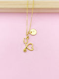 Gold Stethoscope Charm Necklace, N3311