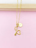 Gold Stethoscope Charm Necklace, N3311