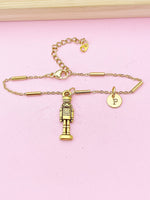 Gold Nutcracker Soldier Christmas Ballet Charm Bracelet, Personalized Customized Monogram, N2737A