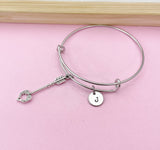 Silver Guardian Angel Wing Charm Bracelet, Arrow Wing Heart Charm, Personalized Gift, N1277