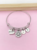 Silver Grandma Sunflower Charm Bracelet, N960