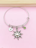 Silver Sunburst Charm Bracelet Gift, Sun Bracelet, N2113