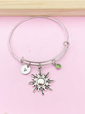 Silver Sunburst Charm Bracelet Gift, Sun Bracelet, N2113