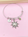 Silver Sunburst Charm Bracelet Gift, Sun Bracelet, N2113