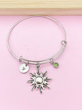Silver Sunburst Charm Bracelet Gift, Sun Bracelet, N2113