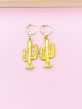 Gold Plated Cactus Charm Earrings, Cactus Jewelry, N2745