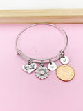 Silver Special Friend Sunflower Charm Bracelet, N966