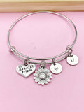 Silver Special Friend Sunflower Charm Bracelet, N966