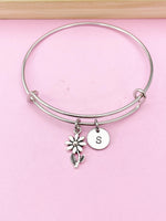 Silver Daisy Flower Charm Bracelet, Daisy Flower Florist Jewelry Gift, N5756