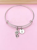 Silver Daisy Flower Charm Bracelet, Daisy Flower Florist Jewelry Gift, N5756