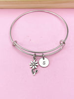 Silver Daisy Flower Charm Bracelet, Daisy Flower Florist Jewelry Gift, N5756