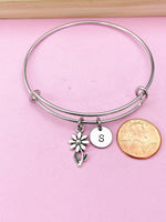 Silver Daisy Flower Charm Bracelet, Daisy Flower Florist Jewelry Gift, N5756