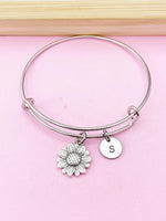 Silver Sunflower Charm Bracelet, N1463