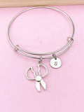 Silver Scissor Charm Bracelet, Scissor Jewelry Gift, N764A