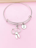 Silver Scissor Charm Bracelet, Scissor Jewelry Gift, N764A