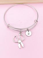 Silver Scissor Charm Bracelet, Scissor Jewelry Gift, N764A