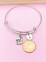 Silver Hibiscus Tropical Flower Charm Bracelet, Hibiscus Tropical Flower Florist Jewelry Gift, N4649A