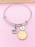 Silver Hibiscus Tropical Flower Charm Bracelet, Hibiscus Tropical Flower Florist Jewelry Gift, N4649A