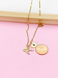 Gold Swallow Charm Necklace, Sparrow Dove Bird Charm, N4771