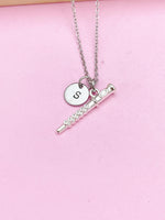 Silver Flute Charm Necklace, Music Gift, Matching Band Gifts, N2931A