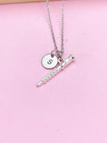 Silver Flute Charm Necklace, Music Gift, Matching Band Gifts, N2931A