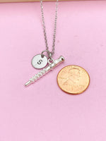 Silver Flute Charm Necklace, Music Gift, Matching Band Gifts, N2931A