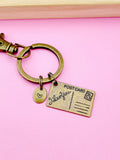 Bronze Postcard Charm Keychain, Love Letter Gifts, N5280