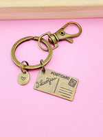 Bronze Postcard Charm Keychain, Love Letter Gifts, N5280