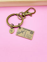 Bronze Postcard Charm Keychain, Love Letter Gifts, N5280