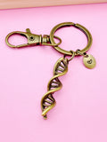 Silver or Bronze DNA Charm Keychain, Biology Genetics School Gifts Ideas, AN938