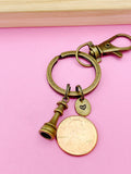Bronze Queen Chess Piece Keychain Personalized Customized Monogram Made to Order Jewelry, N4191