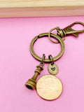 Bronze Queen Chess Piece Keychain Personalized Customized Monogram Made to Order Jewelry, N4191
